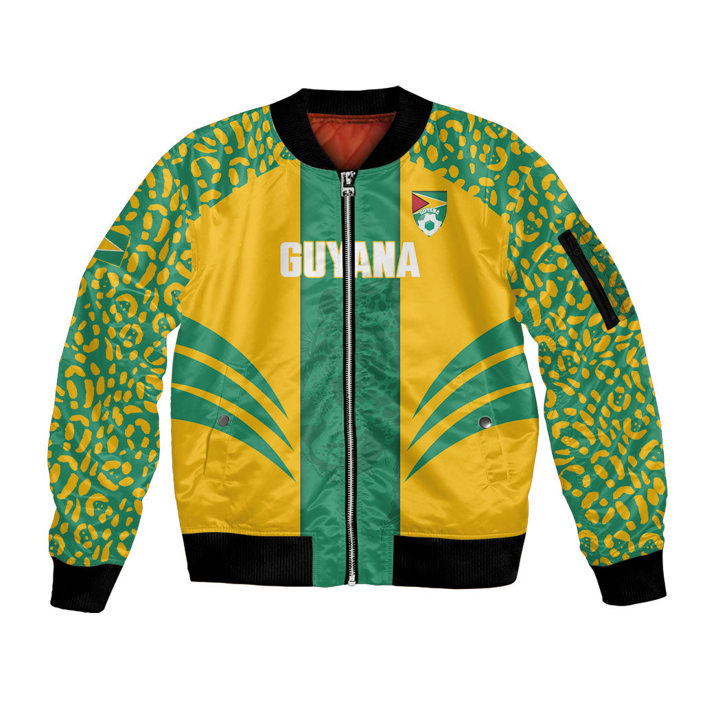 Guyana Football 2026 Custom Sleeve Zip Bomber Jacket Come On Golden Jaguars