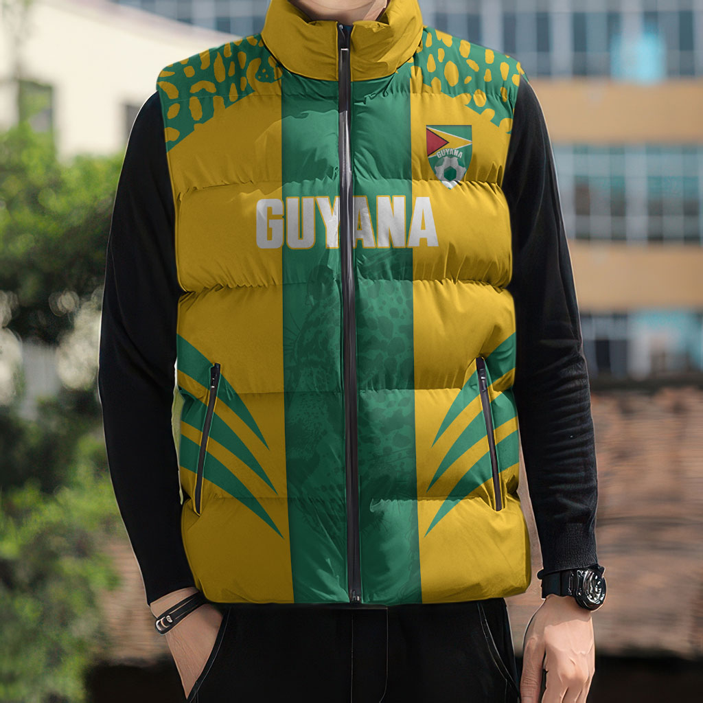 Guyana Football 2026 Custom Sleeveless Puffer Jacket Come On Golden Jaguars