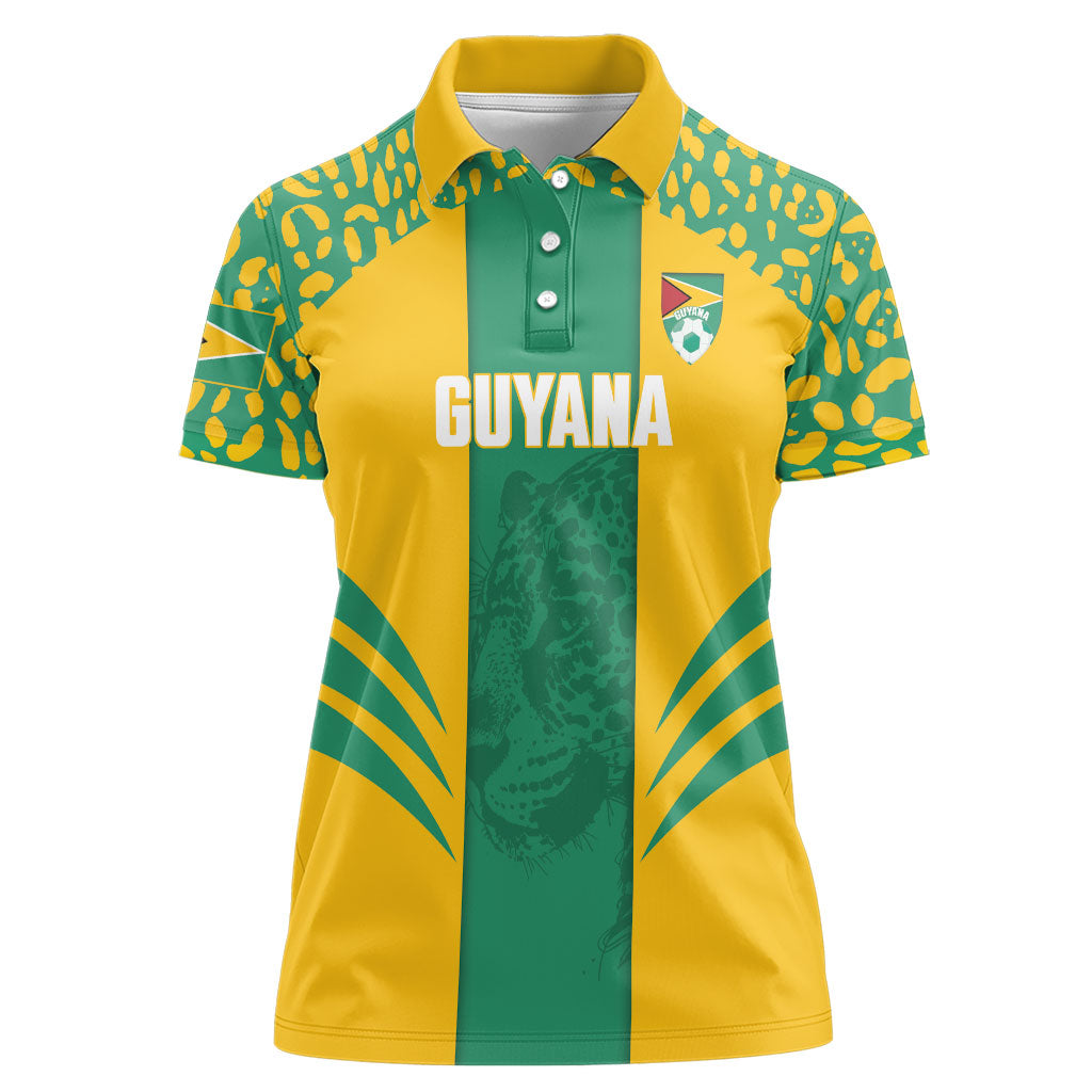 Guyana Football 2026 Custom Women Polo Shirt Come On Golden Jaguars