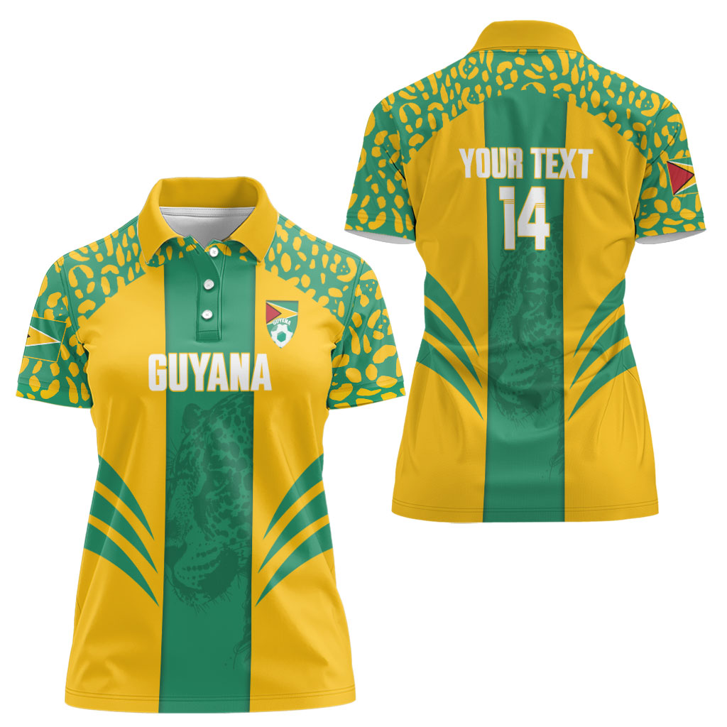 Guyana Football 2026 Custom Women Polo Shirt Come On Golden Jaguars