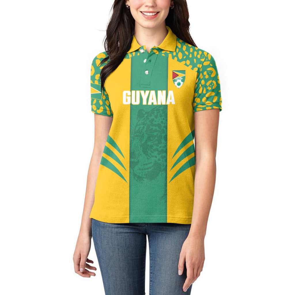 Guyana Football 2026 Custom Women Polo Shirt Come On Golden Jaguars