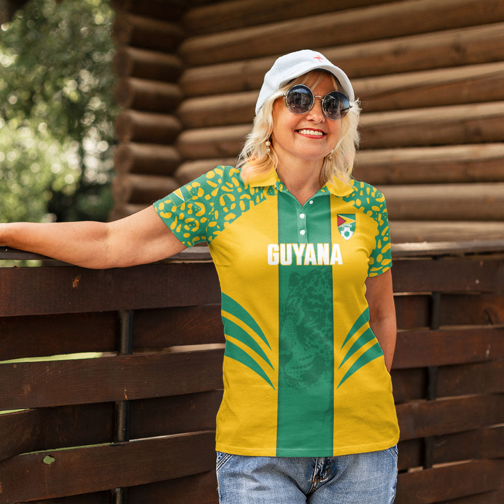 Guyana Football 2026 Custom Women Polo Shirt Come On Golden Jaguars
