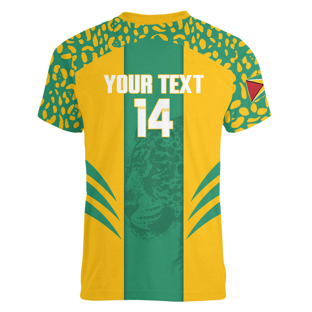 Guyana Football 2026 Custom Women V-Neck T-Shirt Come On Golden Jaguars