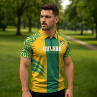 Guyana Football 2026 Custom Zipper Polo Shirt Come On Golden Jaguars