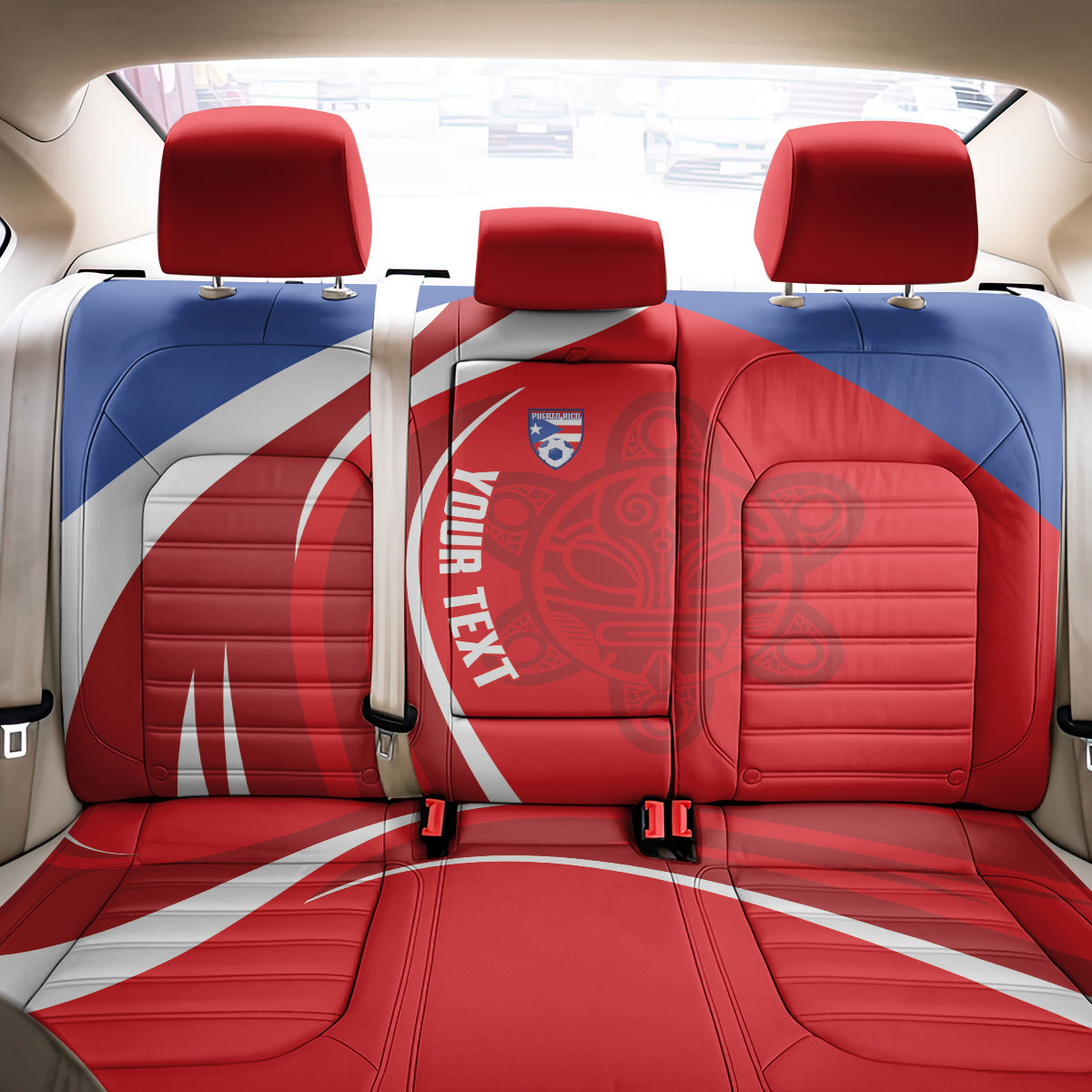 Puerto Rico Football 2026 Custom Back Car Seat Cover Vamos Los Boricuas Taino Sun