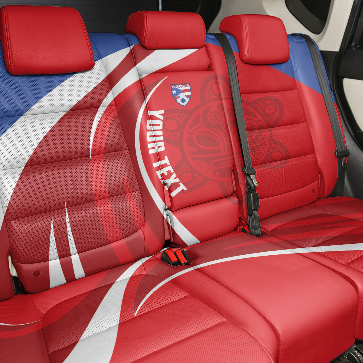 Puerto Rico Football 2026 Custom Back Car Seat Cover Vamos Los Boricuas Taino Sun