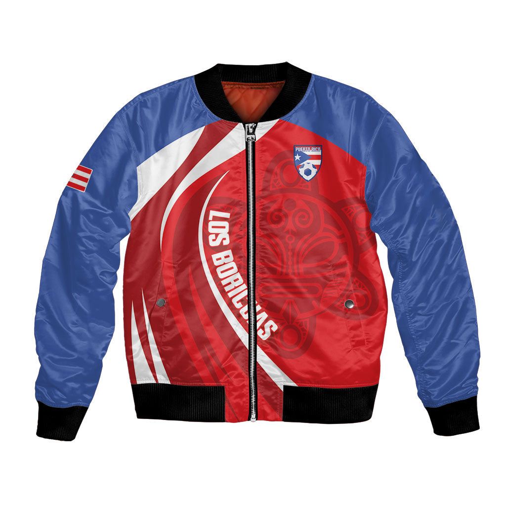Puerto Rico Football 2026 Custom Bomber Jacket Vamos Los Boricuas Taino Sun