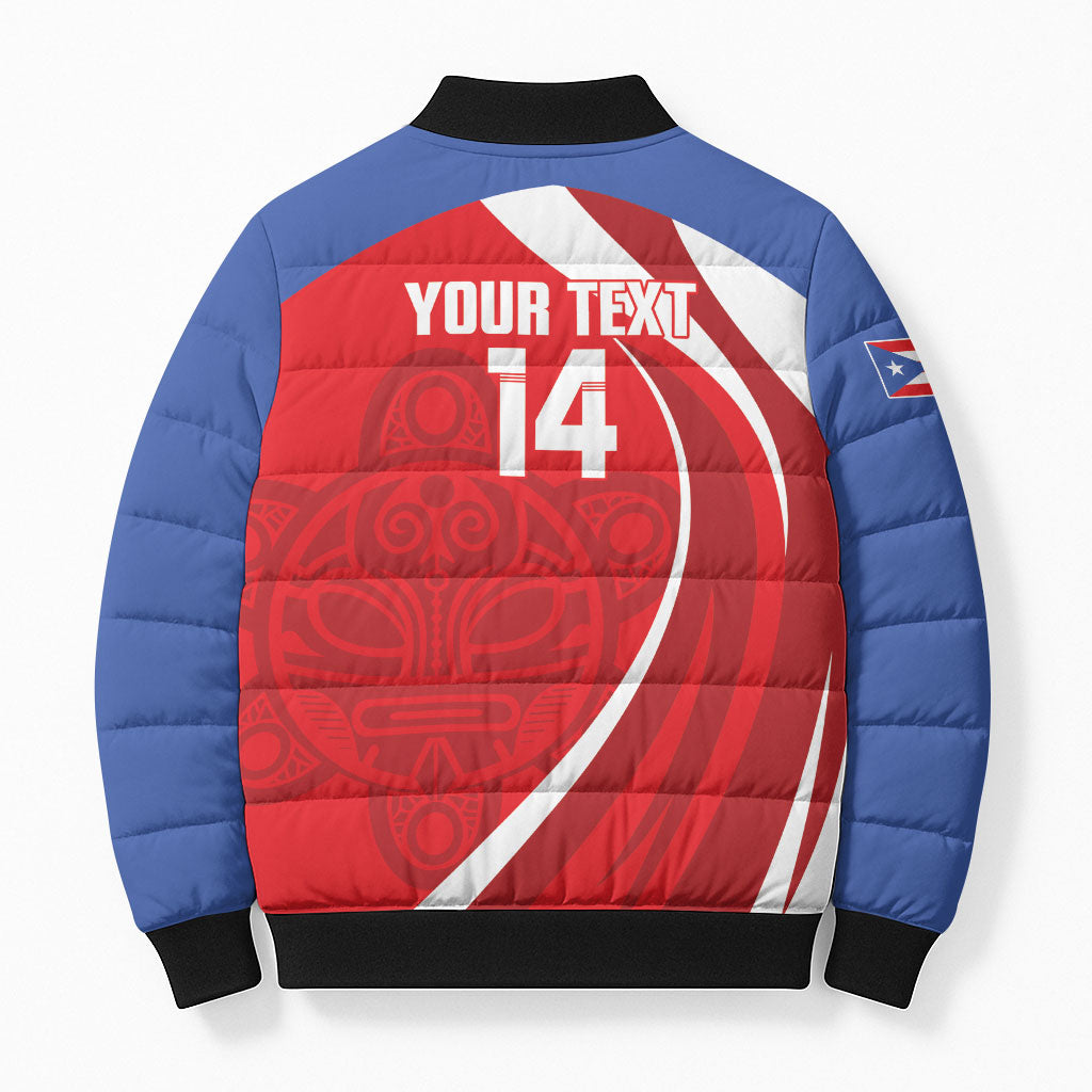 Puerto Rico Football 2026 Custom Bomber Puffer Jacket Vamos Los Boricuas Taino Sun