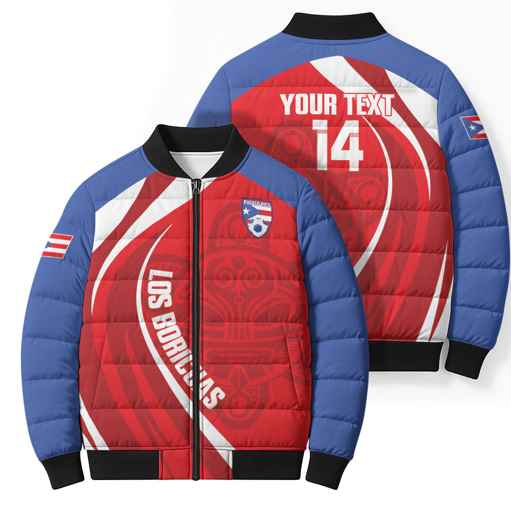 Puerto Rico Football 2026 Custom Bomber Puffer Jacket Vamos Los Boricuas Taino Sun