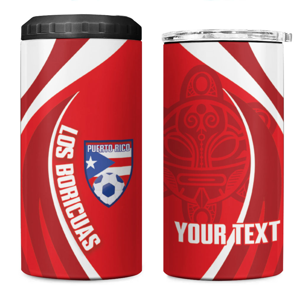 Puerto Rico Football 2026 Custom 4 in 1 Can Cooler Tumbler Vamos Los Boricuas Taino Sun