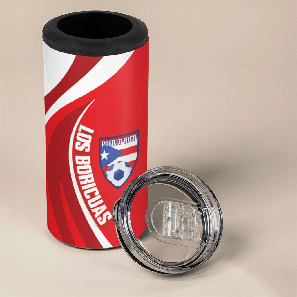 Puerto Rico Football 2026 Custom 4 in 1 Can Cooler Tumbler Vamos Los Boricuas Taino Sun