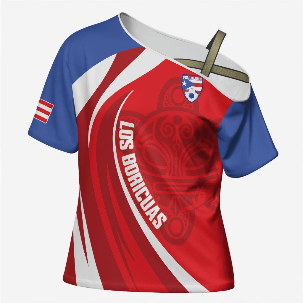 Puerto Rico Football 2026 Custom Cross Shoulder Shirt Vamos Los Boricuas Taino Sun