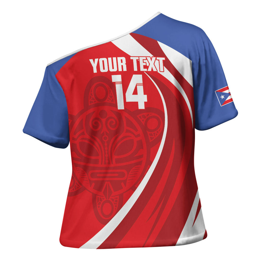 Puerto Rico Football 2026 Custom Cross Shoulder Shirt Vamos Los Boricuas Taino Sun