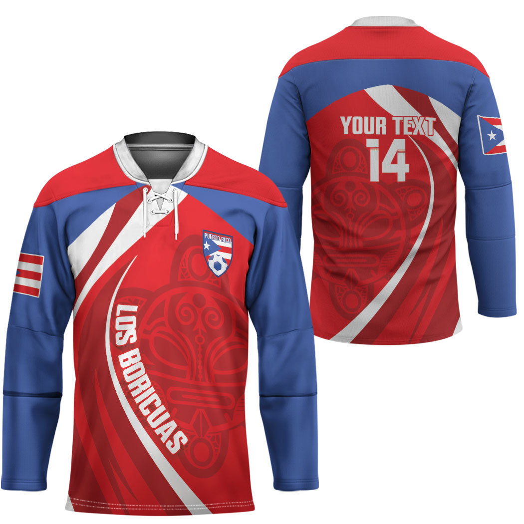 Puerto Rico Football 2026 Custom Hockey Jersey Vamos Los Boricuas Taino Sun
