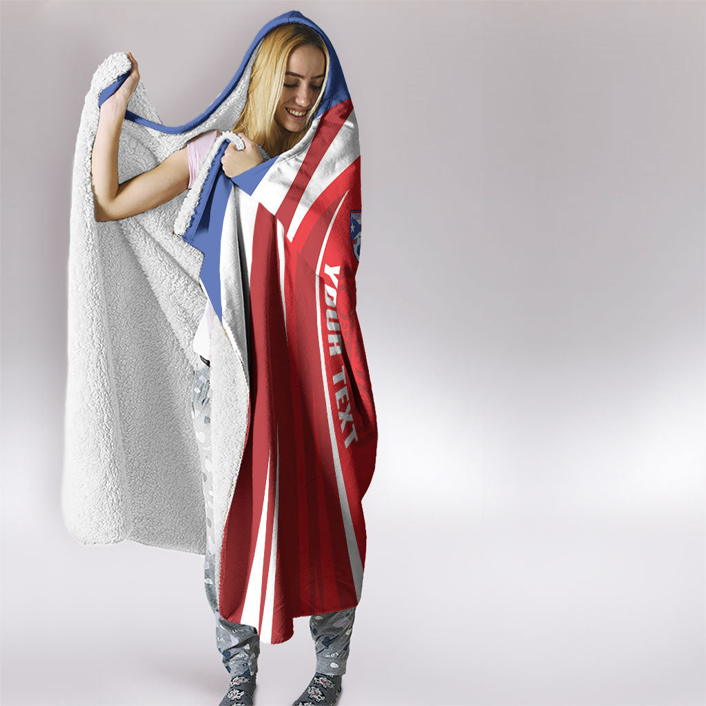 Puerto Rico Football 2026 Custom Hooded Blanket Vamos Los Boricuas Taino Sun