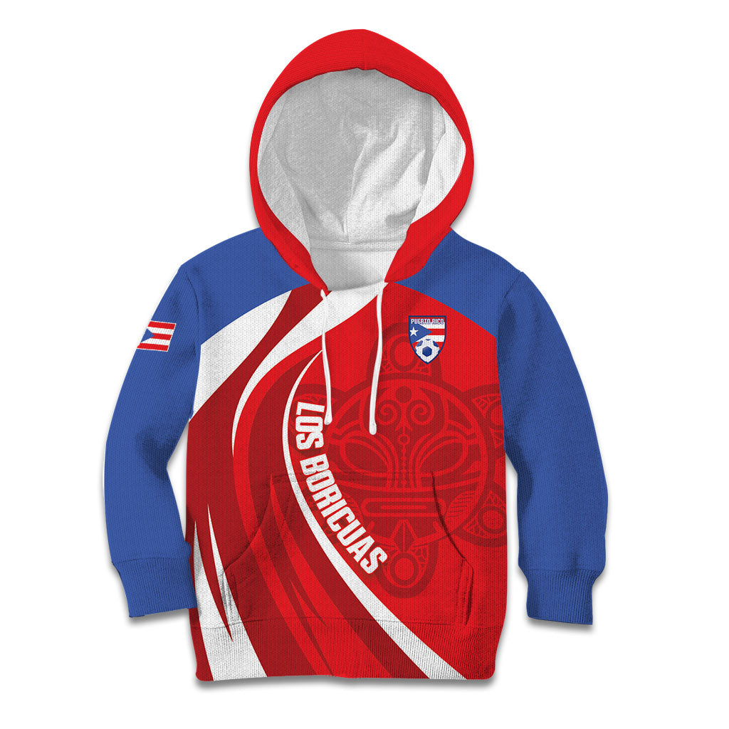 Puerto Rico Football 2026 Custom Kid Hoodie Vamos Los Boricuas Taino Sun