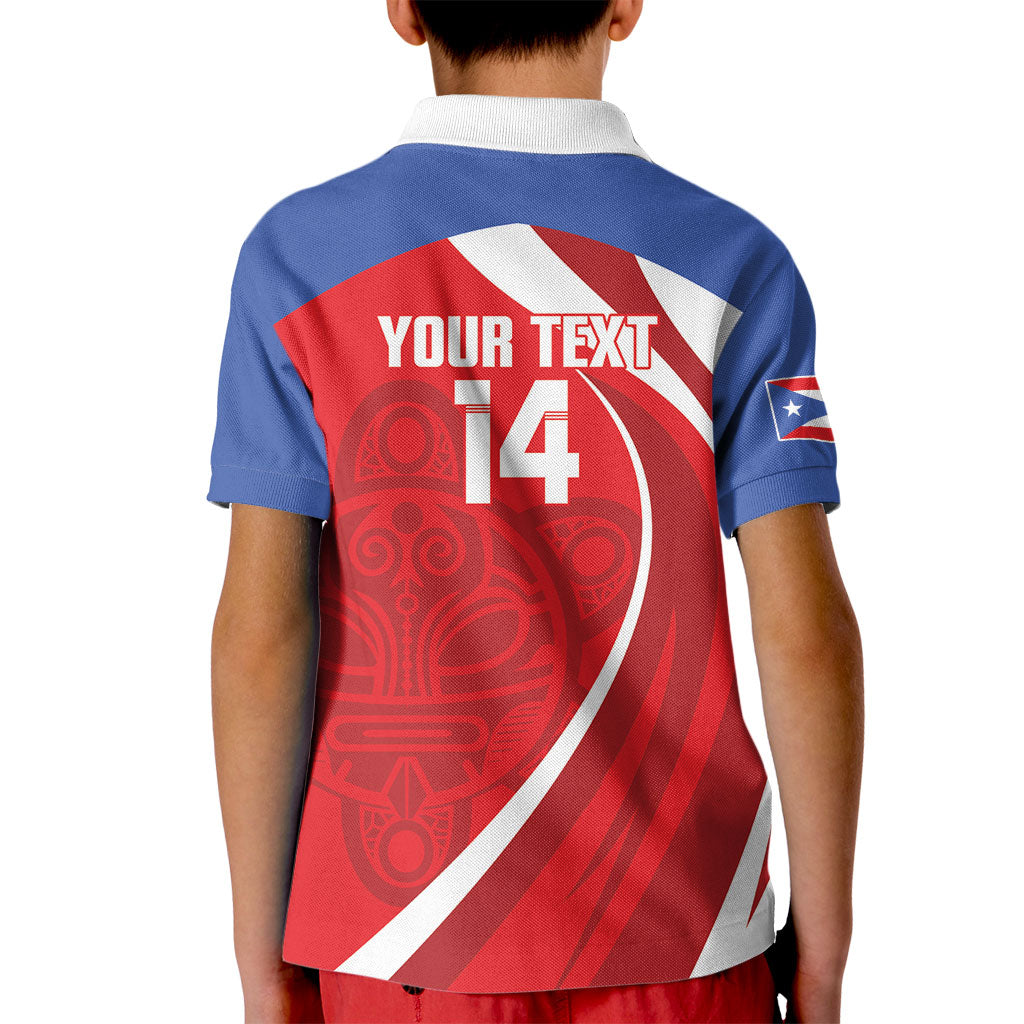Puerto Rico Football 2026 Custom Kid Polo Shirt Vamos Los Boricuas Taino Sun