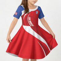 Puerto Rico Football 2026 Custom Kid Short Sleeve Dress Vamos Los Boricuas Taino Sun