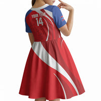 Puerto Rico Football 2026 Custom Kid Short Sleeve Dress Vamos Los Boricuas Taino Sun