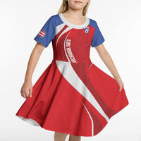 Puerto Rico Football 2026 Custom Kid Short Sleeve Dress Vamos Los Boricuas Taino Sun