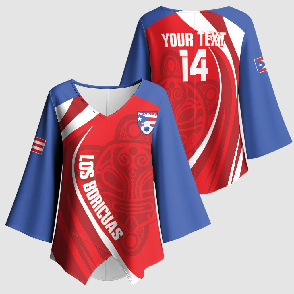 Puerto Rico Football 2026 Custom Kimono Sleeve Blouse Vamos Los Boricuas Taino Sun
