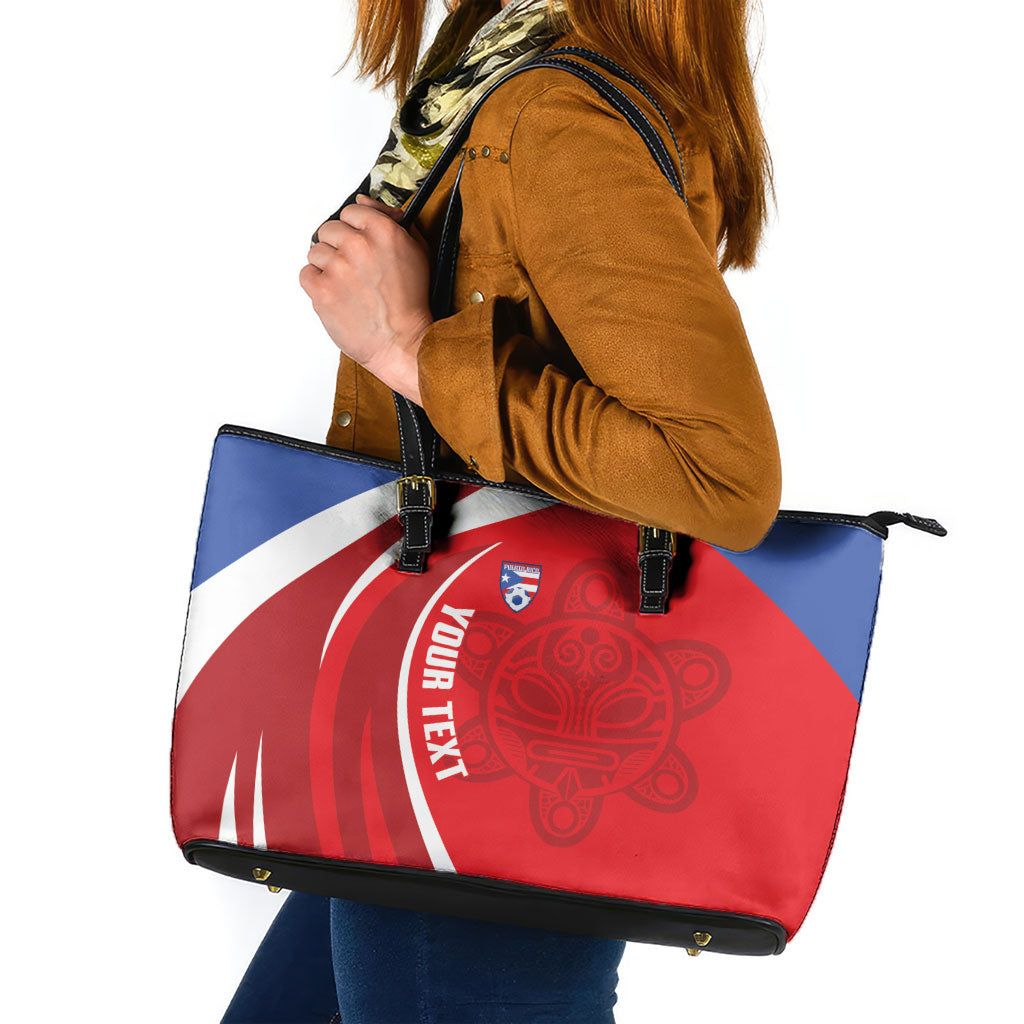 Puerto Rico Football 2026 Custom Leather Tote Bag Vamos Los Boricuas Taino Sun