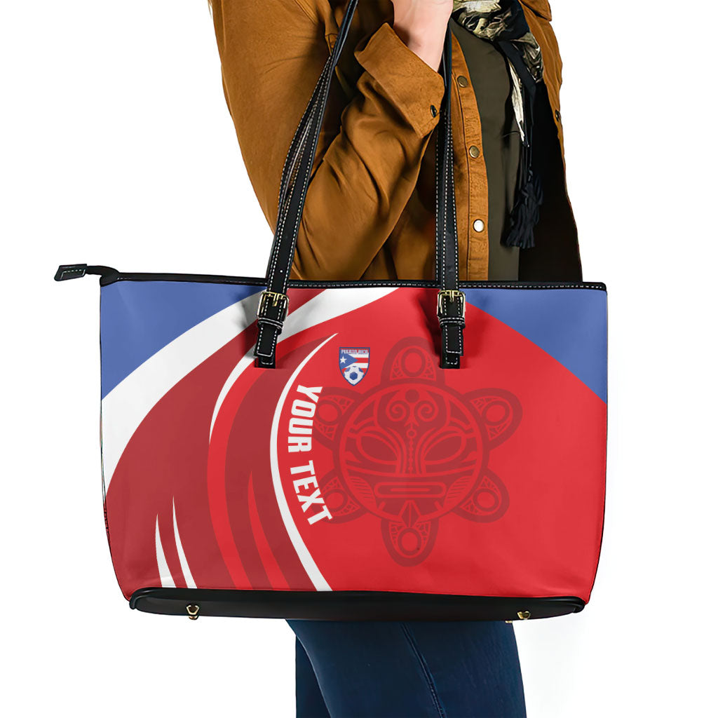 Puerto Rico Football 2026 Custom Leather Tote Bag Vamos Los Boricuas Taino Sun