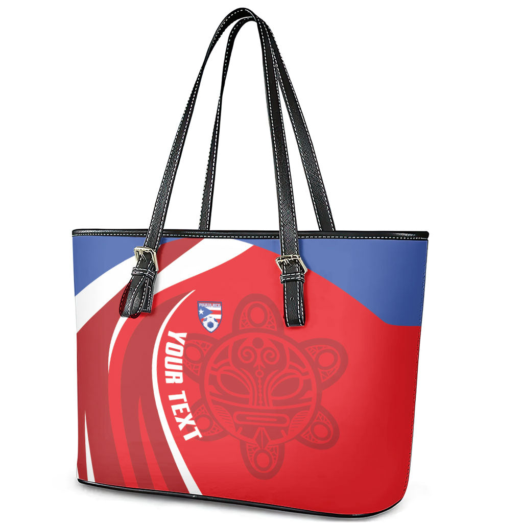 Puerto Rico Football 2026 Custom Leather Tote Bag Vamos Los Boricuas Taino Sun