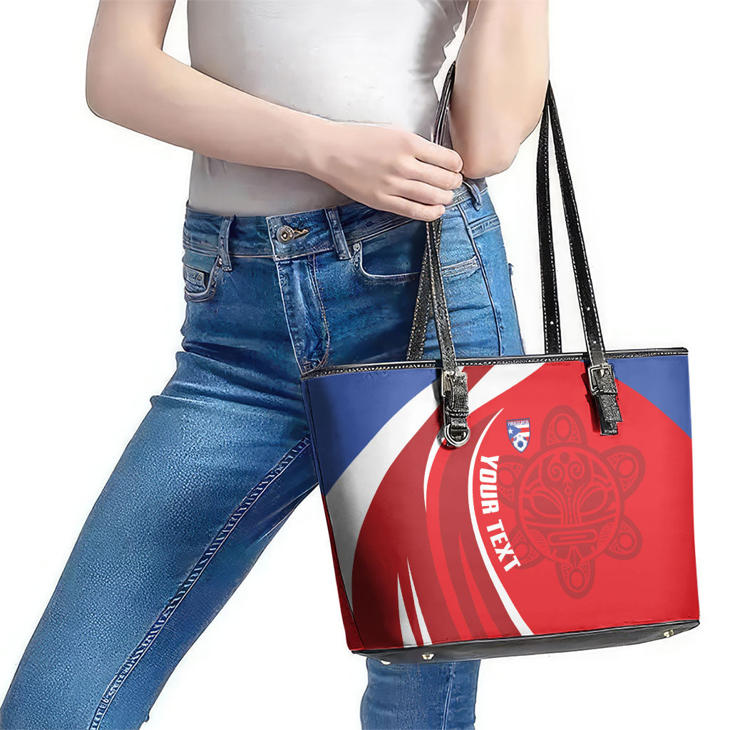 Puerto Rico Football 2026 Custom Leather Tote Bag Vamos Los Boricuas Taino Sun