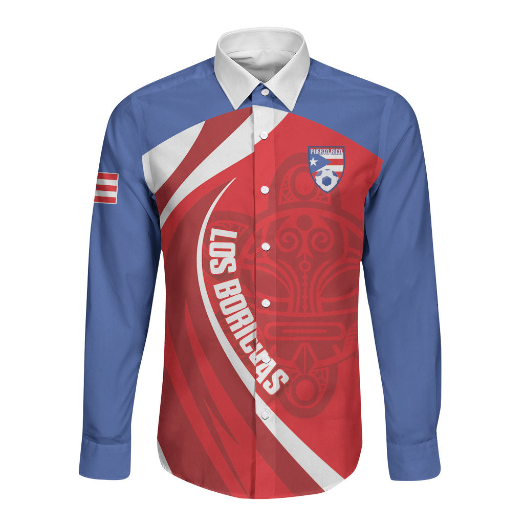 Puerto Rico Football 2026 Custom Long Sleeve Button Shirt Vamos Los Boricuas Taino Sun