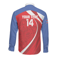 Puerto Rico Football 2026 Custom Long Sleeve Button Shirt Vamos Los Boricuas Taino Sun
