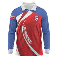 Puerto Rico Football 2026 Custom Long Sleeve Polo Shirt Vamos Los Boricuas Taino Sun