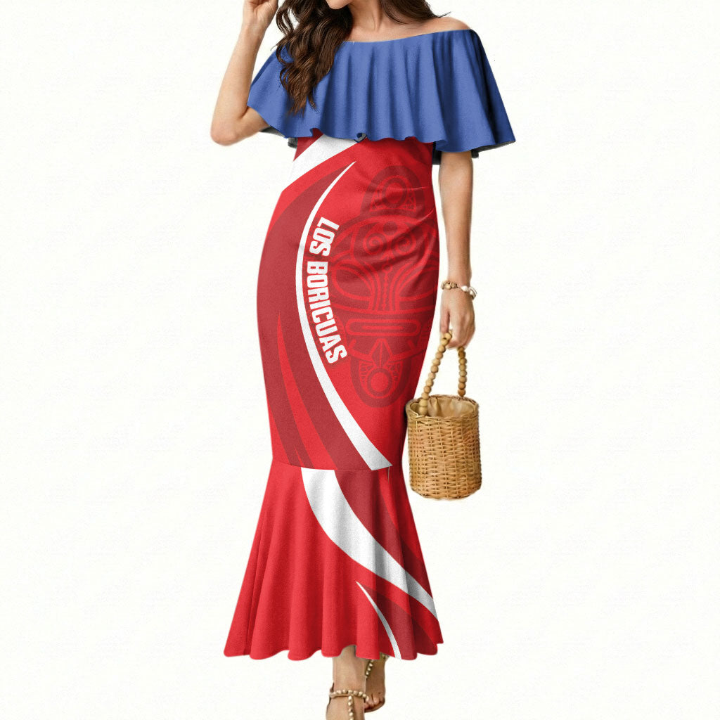 Puerto Rico Football 2026 Custom Mermaid Dress Vamos Los Boricuas Taino Sun