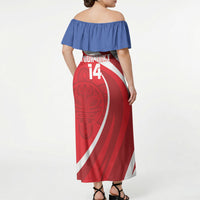 Puerto Rico Football 2026 Custom Off Shoulder Maxi Dress Vamos Los Boricuas Taino Sun