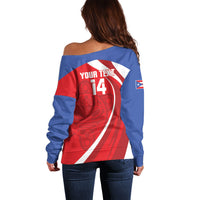 Puerto Rico Football 2026 Custom Off Shoulder Sweater Vamos Los Boricuas Taino Sun