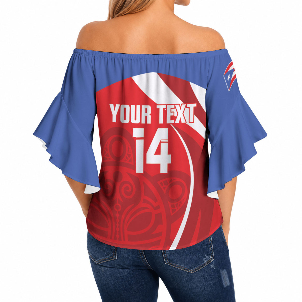Puerto Rico Football 2026 Custom Off Shoulder Wrap Waist Top Vamos Los Boricuas Taino Sun