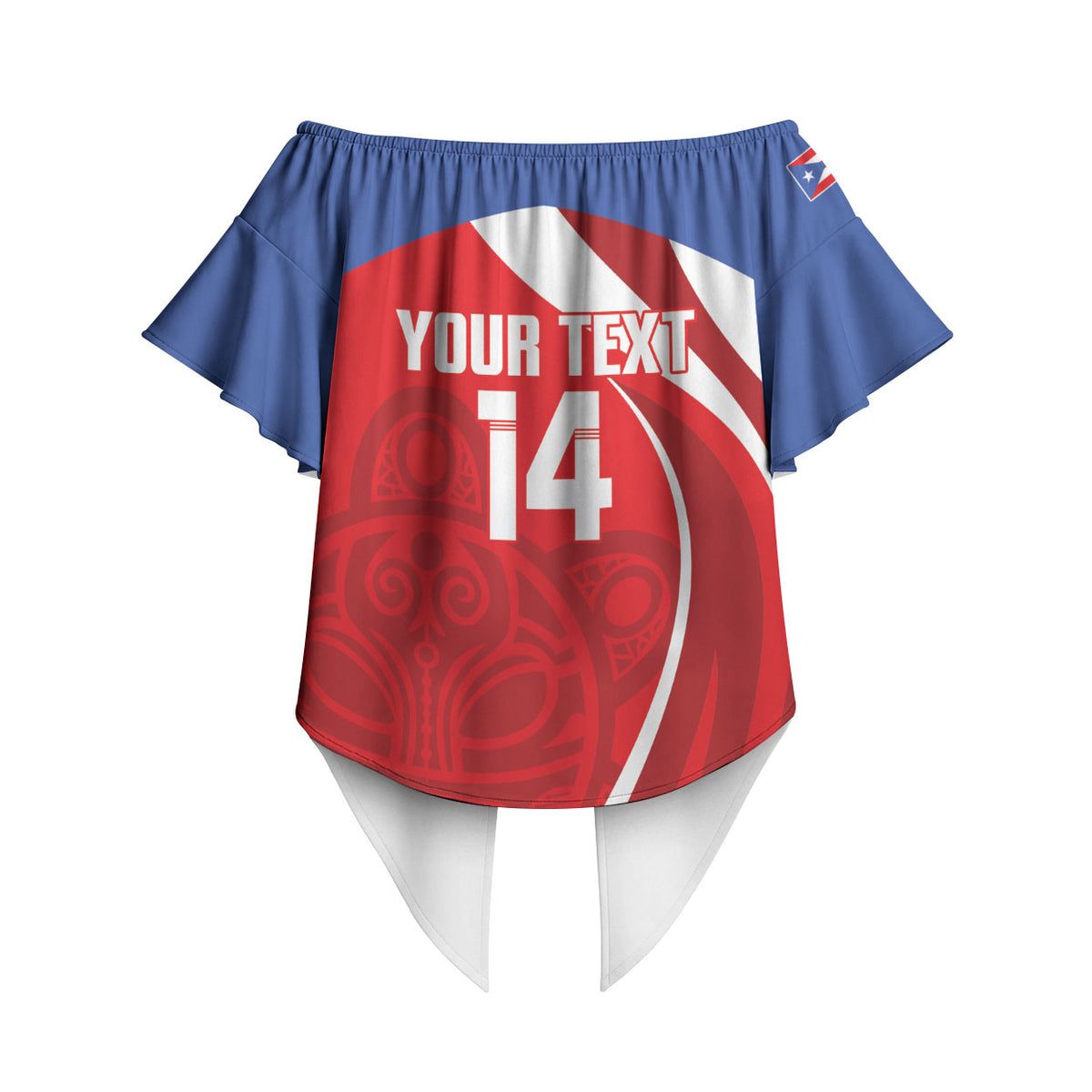 Puerto Rico Football 2026 Custom Off Shoulder Wrap Waist Top Vamos Los Boricuas Taino Sun