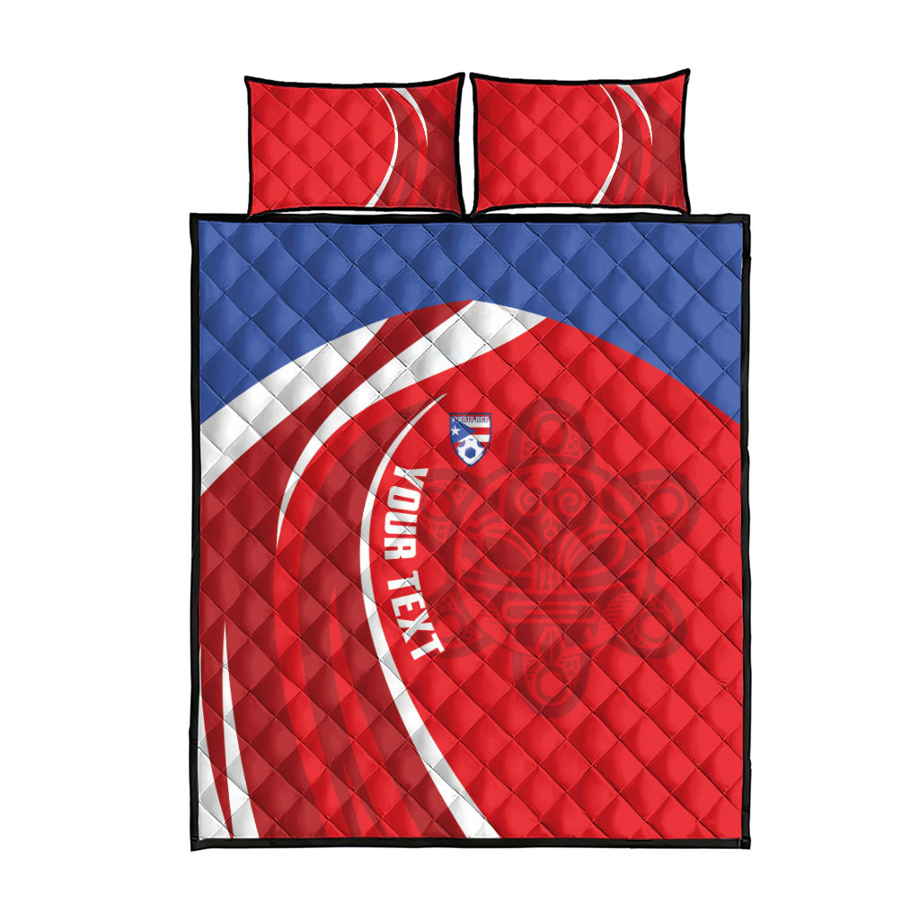 Puerto Rico Football 2026 Custom Quilt Bed Set Vamos Los Boricuas Taino Sun