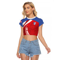 Puerto Rico Football 2026 Custom Raglan Cropped T Shirt Vamos Los Boricuas Taino Sun