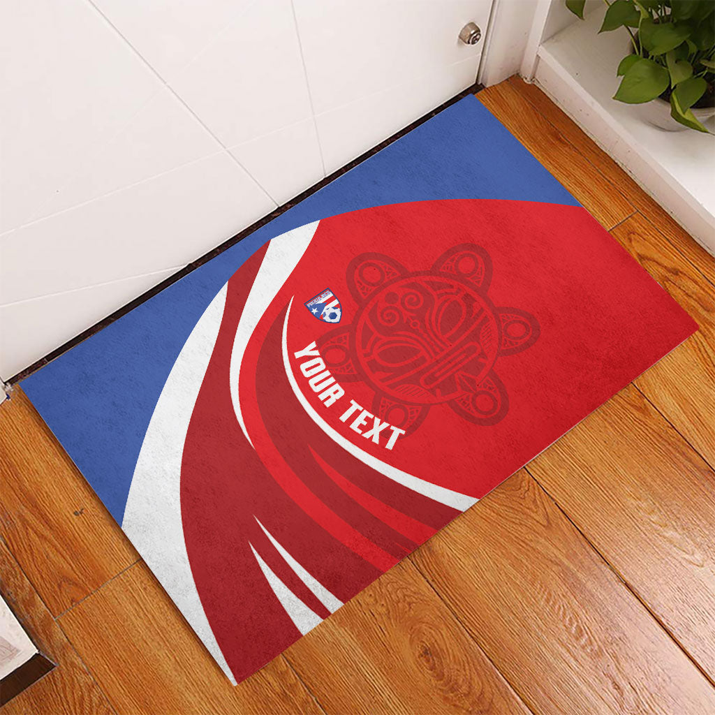Puerto Rico Football 2026 Custom Rubber Doormat Vamos Los Boricuas Taino Sun