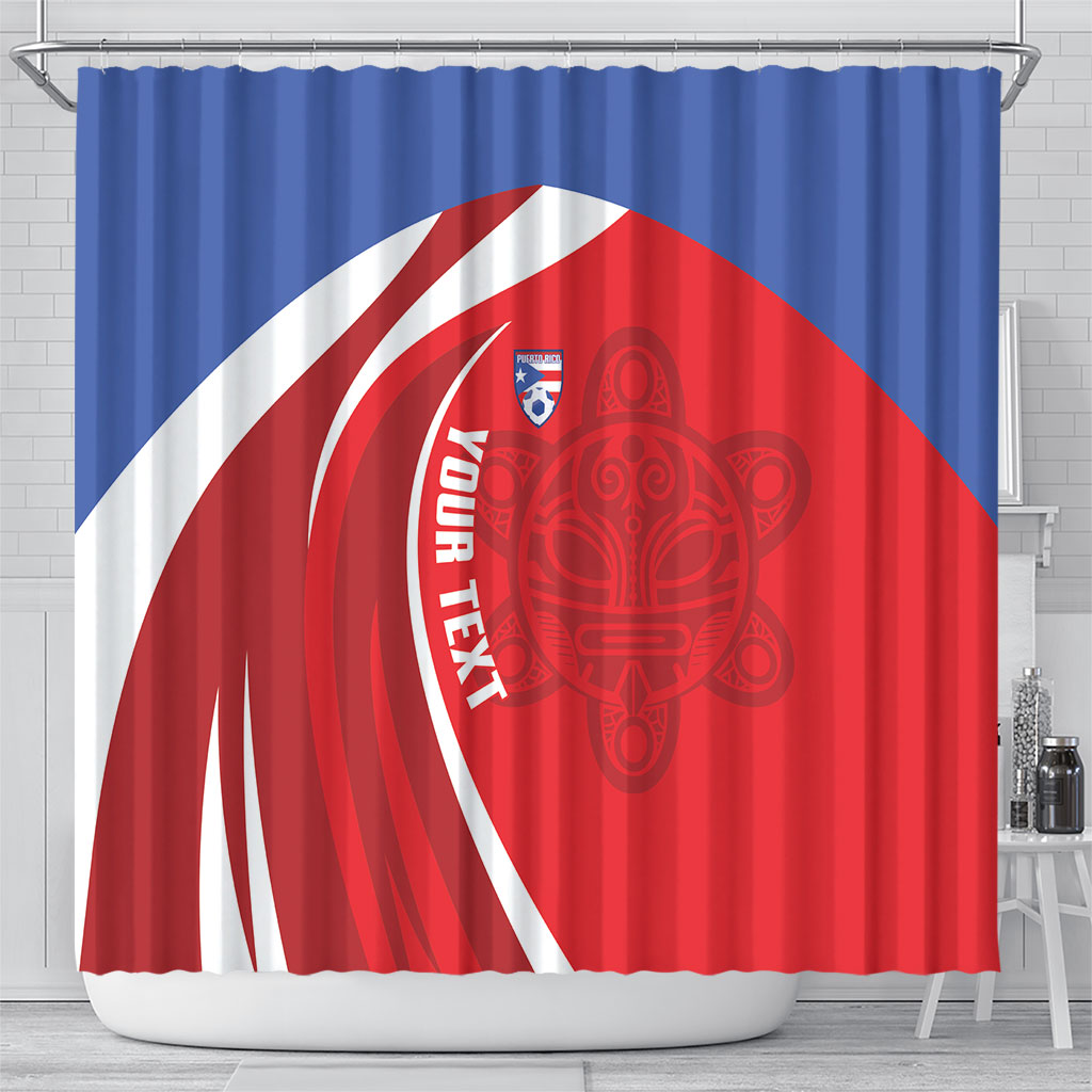 Puerto Rico Football 2026 Custom Shower Curtain Vamos Los Boricuas Taino Sun