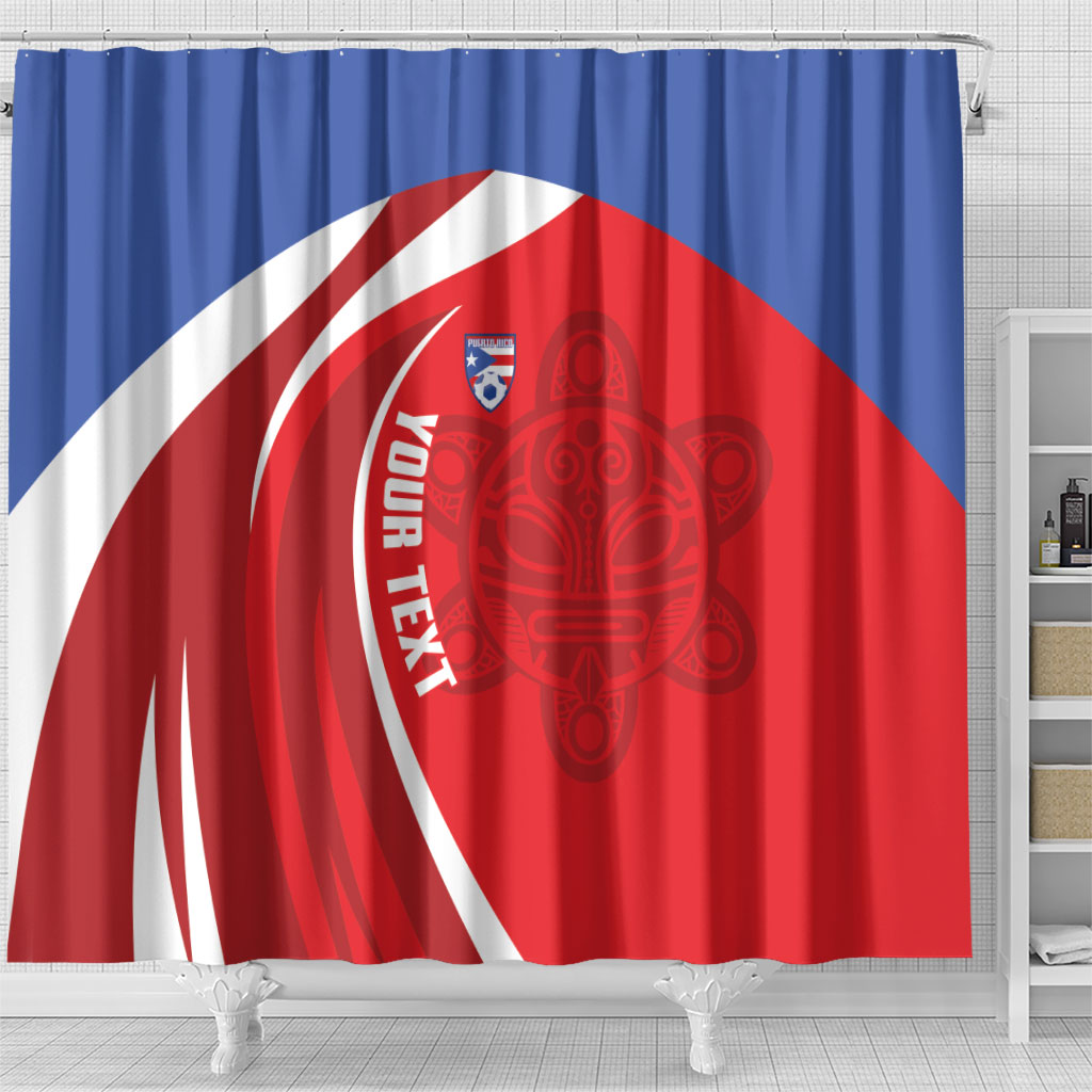 Puerto Rico Football 2026 Custom Shower Curtain Vamos Los Boricuas Taino Sun
