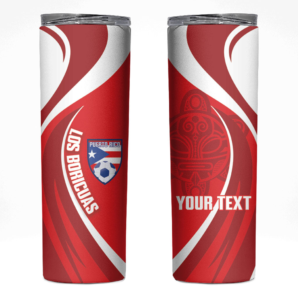 Puerto Rico Football 2026 Custom Skinny Tumbler Vamos Los Boricuas Taino Sun