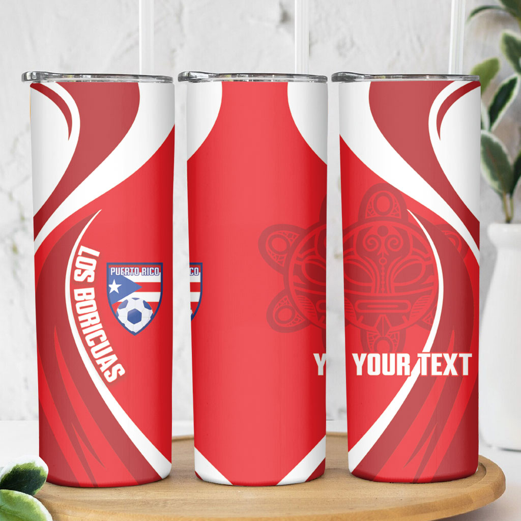 Puerto Rico Football 2026 Custom Skinny Tumbler Vamos Los Boricuas Taino Sun