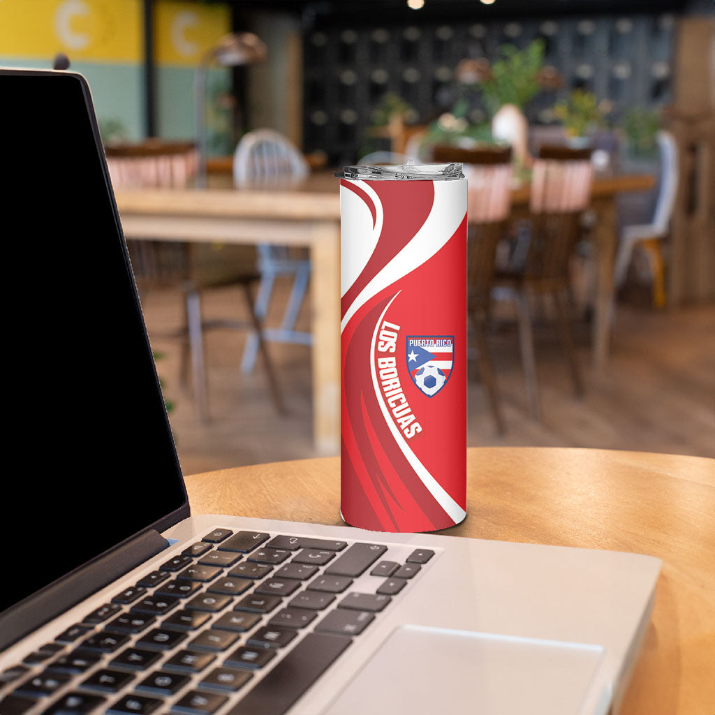 Puerto Rico Football 2026 Custom Skinny Tumbler Vamos Los Boricuas Taino Sun