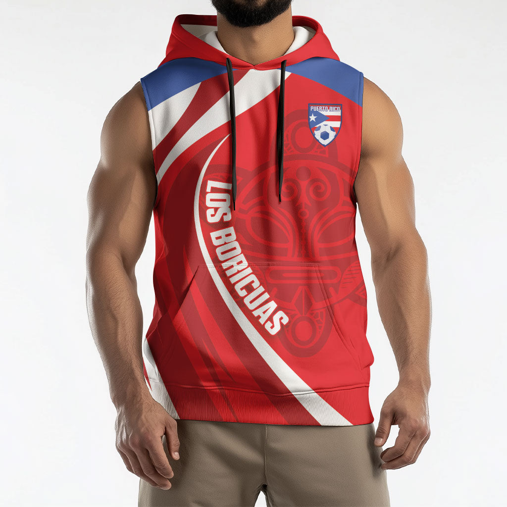 Puerto Rico Football 2026 Custom Sleeveless Hoodie Vamos Los Boricuas Taino Sun
