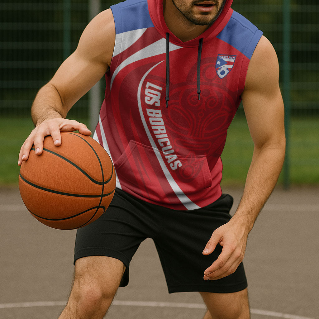 Puerto Rico Football 2026 Custom Sleeveless Hoodie Vamos Los Boricuas Taino Sun