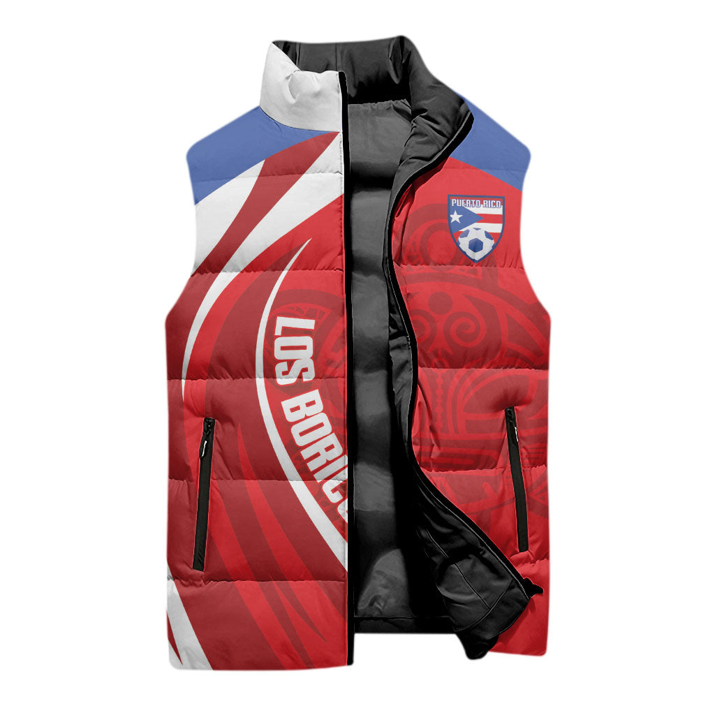 Puerto Rico Football 2026 Custom Sleeveless Puffer Jacket Vamos Los Boricuas Taino Sun