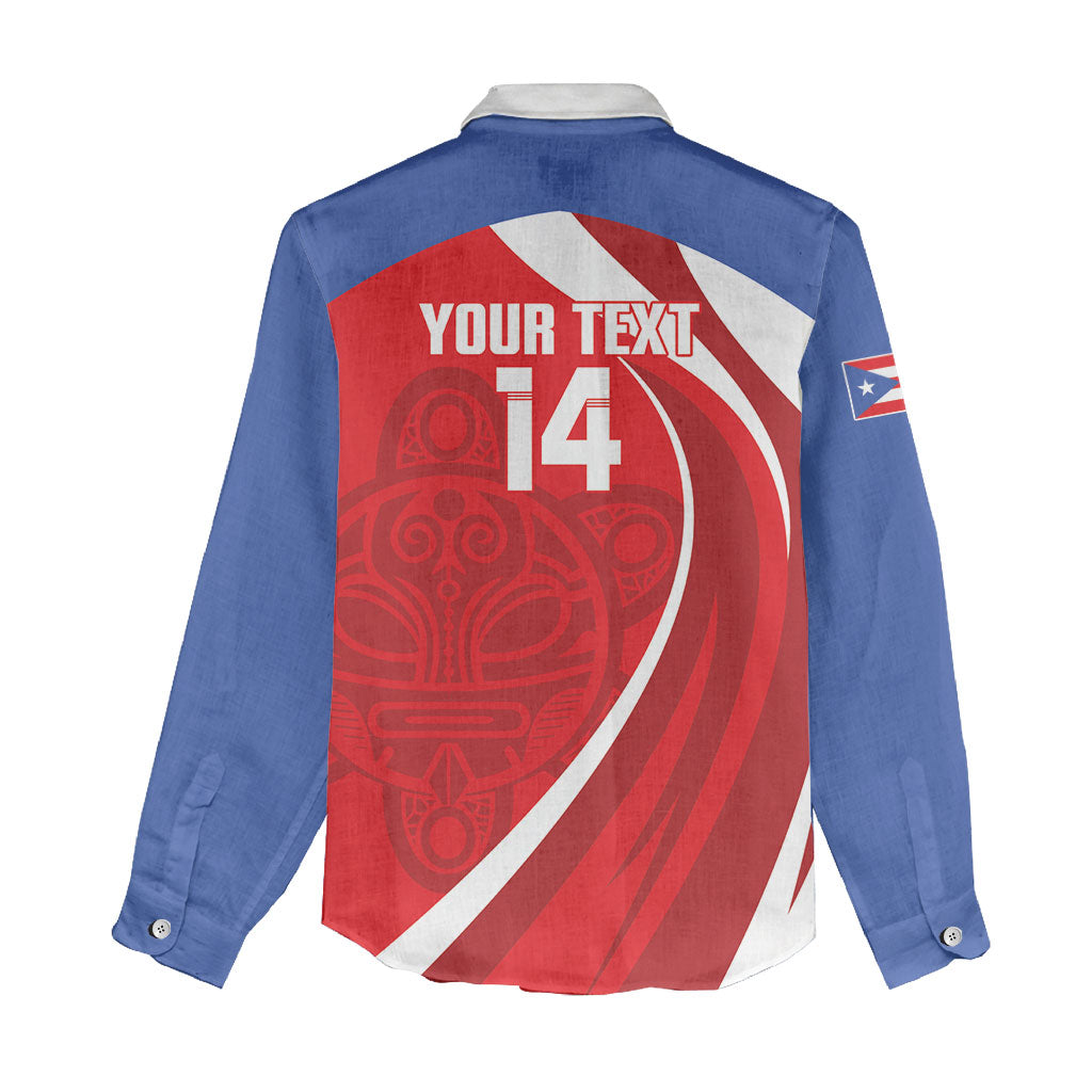 Puerto Rico Football 2026 Custom Women Casual Shirt Vamos Los Boricuas Taino Sun