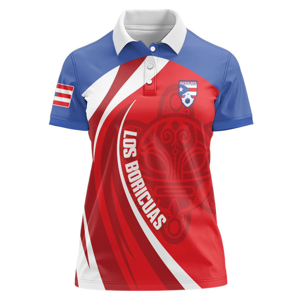 Puerto Rico Football 2026 Custom Women Polo Shirt Vamos Los Boricuas Taino Sun